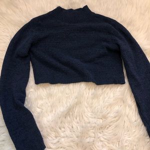 Navy knit crop top